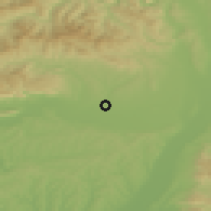 Shaded relief of the 50 km around Buzica, drawn from the GMTED2010 grid