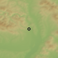 Shaded relief of the 50 km around Slovinky, drawn from the GMTED2010 grid