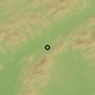 Shaded relief of the 50 km around Soblahov, drawn from the GMTED2010 grid