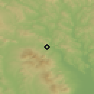 Shaded relief of the 50 km around Bystré, drawn from the GMTED2010 grid