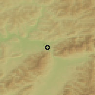 Shaded relief of the 50 km around Strečno, drawn from the GMTED2010 grid
