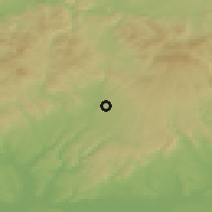 Shaded relief of the 50 km around Bzovík, drawn from the GMTED2010 grid