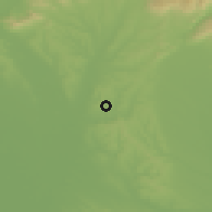 Shaded relief of the 50 km around Trávnica, drawn from the GMTED2010 grid