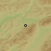 Shaded relief of the 50 km around Turie, drawn from the GMTED2010 grid