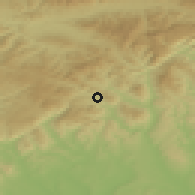 Shaded relief of the 50 km around Utekáč, drawn from the GMTED2010 grid