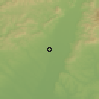 Shaded relief of the 50 km around Veselé, drawn from the GMTED2010 grid