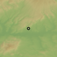 Shaded relief of the 50 km around Vinica, drawn from the GMTED2010 grid