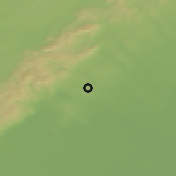 Shaded relief of the 50 km around Vištuk, drawn from the GMTED2010 grid