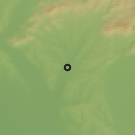 Shaded relief of the 50 km around Vráble, drawn from the GMTED2010 grid