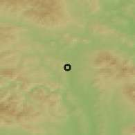 Shaded relief of the 50 km around Vrbov, drawn from the GMTED2010 grid