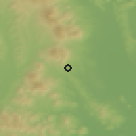 Shaded relief of the 50 km around Zemplínska Teplica, drawn from the GMTED2010 grid