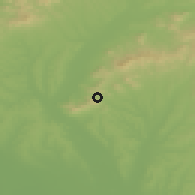 Shaded relief of the 50 km around Žirany, drawn from the GMTED2010 grid
