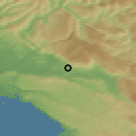 Shaded relief of the 51 km around Črniče, drawn from the GMTED2010 grid