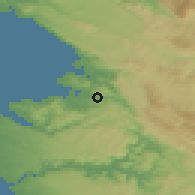 Shaded relief of the 51 km around Dekani, drawn from the GMTED2010 grid