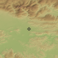 Shaded relief of the 51 km around Dob, drawn from the GMTED2010 grid