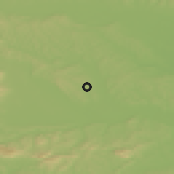 Shaded relief of the 51 km around Dolič, drawn from the GMTED2010 grid