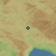 Shaded relief of the 51 km around Dolnji Zemon, drawn from the GMTED2010 grid