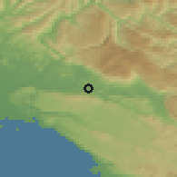 Shaded relief of the 51 km around Dornberk, drawn from the GMTED2010 grid