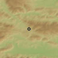 Shaded relief of the 51 km around Dovže, drawn from the GMTED2010 grid