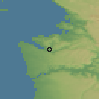 Shaded relief of the 51 km around Dragonja, drawn from the GMTED2010 grid