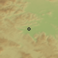 Shaded relief of the 51 km around Drenov Grič, drawn from the GMTED2010 grid