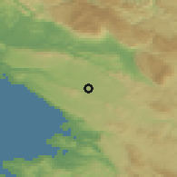 Shaded relief of the 51 km around Dutovlje, drawn from the GMTED2010 grid