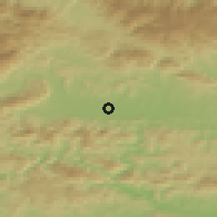 Shaded relief of the 51 km around Florjan, drawn from the GMTED2010 grid