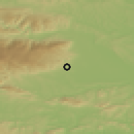 Shaded relief of the 51 km around Gabernik, drawn from the GMTED2010 grid