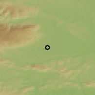 Shaded relief of the 51 km around Gaj, drawn from the GMTED2010 grid