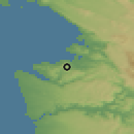 Shaded relief of the 51 km around Gažon, drawn from the GMTED2010 grid