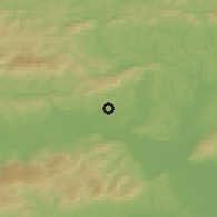 Shaded relief of the 51 km around Globoko, drawn from the GMTED2010 grid