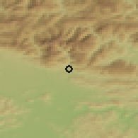 Shaded relief of the 51 km around Godič, drawn from the GMTED2010 grid