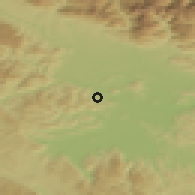 Shaded relief of the 51 km around Golo Brdo, drawn from the GMTED2010 grid