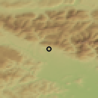 Shaded relief of the 51 km around Goriče, drawn from the GMTED2010 grid