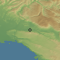 Shaded relief of the 51 km around Gradišče nad Prvačino, drawn from the GMTED2010 grid