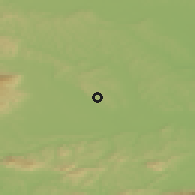 Shaded relief of the 51 km around Grajena, drawn from the GMTED2010 grid