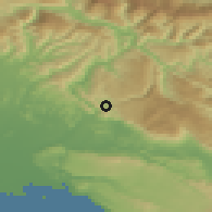 Shaded relief of the 51 km around Grgar, drawn from the GMTED2010 grid