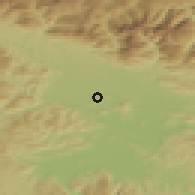 Shaded relief of the 51 km around Hraše, drawn from the GMTED2010 grid