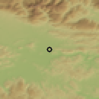 Shaded relief of the 51 km around Ihan, drawn from the GMTED2010 grid