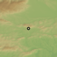 Shaded relief of the 51 km around Irje, drawn from the GMTED2010 grid