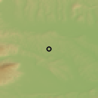 Shaded relief of the 51 km around Jurovski Dol, drawn from the GMTED2010 grid