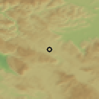Shaded relief of the 51 km around Kalce, drawn from the GMTED2010 grid
