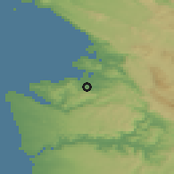 Shaded relief of the 51 km around Kampel, drawn from the GMTED2010 grid
