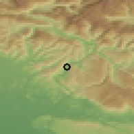 Shaded relief of the 51 km around Kanal, drawn from the GMTED2010 grid
