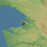 Shaded relief of the 51 km around Ankaran, drawn from the GMTED2010 grid