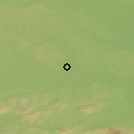 Shaded relief of the 51 km around Kicar, drawn from the GMTED2010 grid