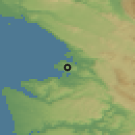 Shaded relief of the 51 km around Kolomban, drawn from the GMTED2010 grid