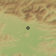 Shaded relief of the 51 km around Komenda, drawn from the GMTED2010 grid