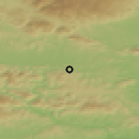 Shaded relief of the 51 km around Kompole, drawn from the GMTED2010 grid