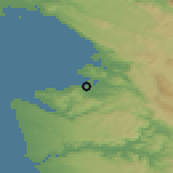 Shaded relief of the 51 km around Koper, drawn from the GMTED2010 grid